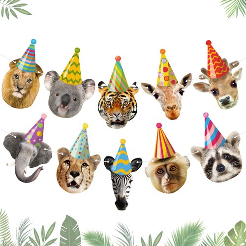 Safari Animals Happy Birthday Banner Wild Zoo Jungle Animals Decorations for Kids Safari Animals Party Decorations Woodland Animal Theme Decorations