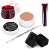 Wismee Fake Blood Sfx Makeup Kit Scar Wax(1.6 Oz) with Scab Coagulated Blood Gel, Spatula Tool Cosmetics Mixer，Stipple Sponge, Professional Halloween Fake Wound Skin Wax for Darker Skin Tone