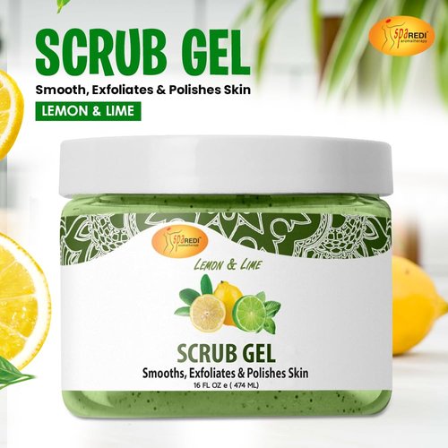 SPA REDI – Exfoliating Scrub Pumice Gel, Lemon & Lime, 16 Oz - Manicure, Pedicure and Body Exfoliator Infused with Hyaluronic Acid, Amino Acids, Panthenol and Comfrey Extract