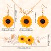 OIIKI Sunflower Bridal Accessories Kit, Wedding Sunflower Headband, Bridal Sunflower Necklace Earrings, Flower Crystal Hair Vine Decorative Clips for Women, Parties