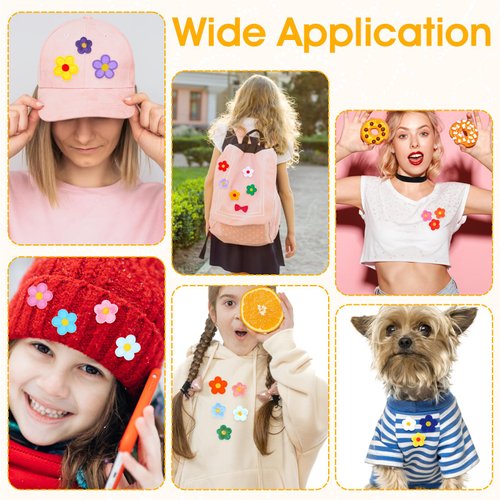 TIESOME 24PCS Flower Iron On Patches Two Sizes, Cute Sunflower Embroidery Patches Floral Embroidery Applique Colorful DIY Repair Patch Decorative for Jeans