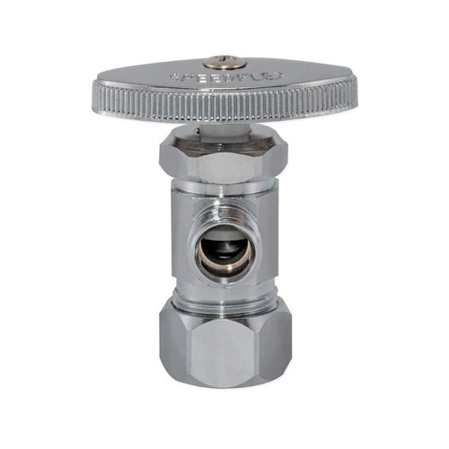 Eastman Multi-Turn Angle Stop Valve with Nut and Sleeve, 3/8 Inch OD x 5/8 Inch OD, Chrome Plate, 48290LF