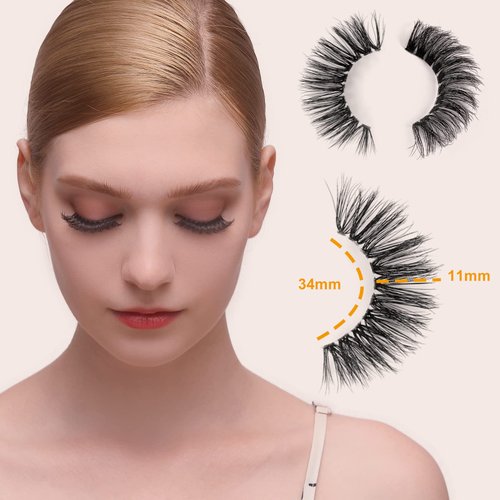 Long Full Fluffy Wispy Lashes Pack Lightweight Volume Clear Band Soft 3D Mink False Eyelashes 8 Pairs Reuseable Natural Look