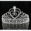 50-Year-Old Fifty Years Old Number 50 Birthday Party Austrian Rhinestone Crystal Tiara Crown With Hair Combs Cake Topper Queen Jewelry T803 Silver