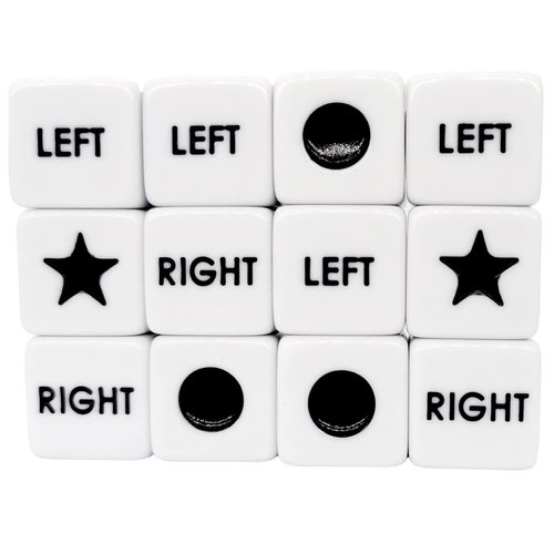Ahoper Left Right Center Dice Only 12 Dices Left Right Center Dice Game Prime Dice Only（ six Sided ，16mm Standard Size, Easy to Grip）