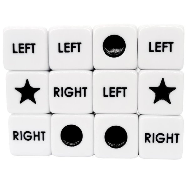 Ahoper Left Right Center Dice Only 12 Dices Left Right Center Dice Game Prime Dice Only（ six Sided ，16mm Standard Size, Easy to Grip）