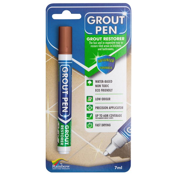 Grout Pen Tile Grout Paint Marker: Waterproof Tile Grout Paint Pen Colorant, Grout Shine Touch Up & Renew - Terracotta, Narrow 5mm Tip (7mL)