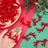 GORGECRAFT 18 Pairs Red Christmas Deer Decor Mini Antlers Embellishments Flocking Deer Antlers Hair Clips Accessories Reindeer Elk Branch Animals Horn Snowman Hand for Headband Snowman Party Ornaments