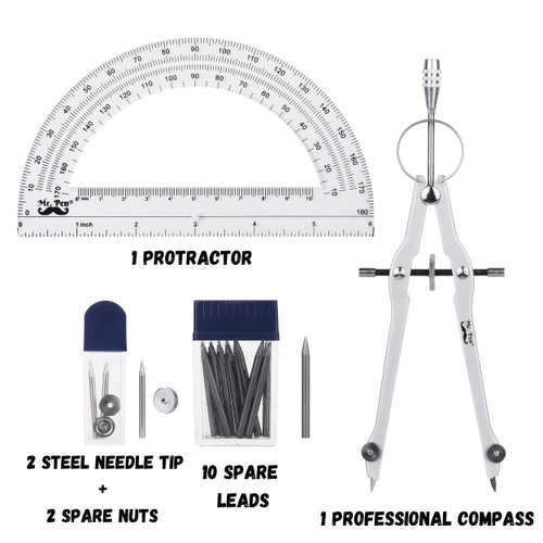 Mr. Pen- Protractor and Compass Set, Compass Protractor Set, Protractor, Compass for Geometry, Math Compass, Compass School, Math Compass and Protractor, Geometry Tools Set, Geometry Set