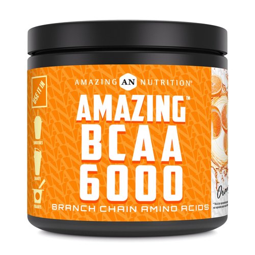 Amazing Nutrition Amazing BCAA 6000 | 6 Grams BCAA Per Serving | 30 Servings Powder | Branched Chain Amino Acid Supplement | Made in USA (Natural Orange)