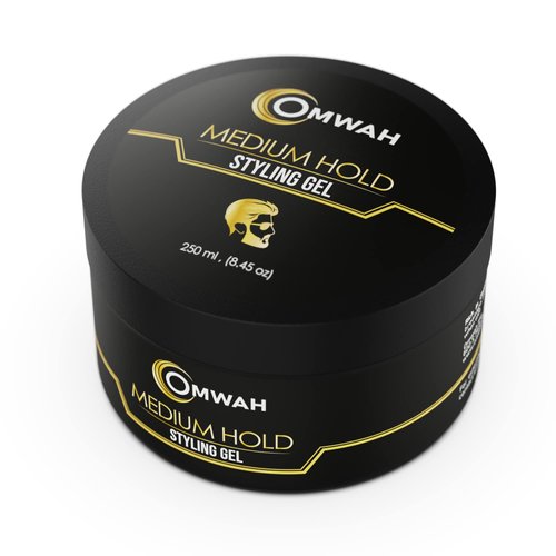 OMWAH Professional Hair Styling Gel for men Strong Hold hair gel for boys with Vitamin E & Pro-VB5, Flake-Free Formula, Protects, Nourishes & Styles All Hair Types Effortlessly (Medium Hold)