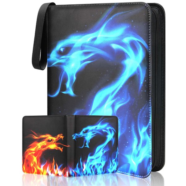 Card Binder 9 Pocket Holder 900 Cards Compatible with Game Cards, 3 Ring Trading Card Binder Album Case Book Storage For TCG, CCG, MTG, Baseball Cards, Gifts For Boys And Girls Ages 6-14