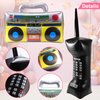 PLMMOUT 25 Pcs 80s 90s Party Decorations,Inflatable Boom Box,Inflatable Microphone,Gold Chain Balloons,Inflatable Mobile Phone,Inflatable Glasses,80s 90s Props Hip Hop Party Decorations