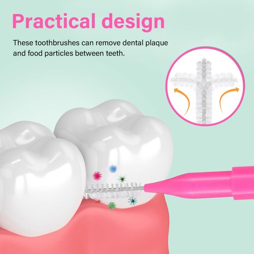 Healeved 100pcs Interdental Brushes,Braces Flossers Braces Brush for Cleaner Tooth Flossing Head Oral Hygiene Flosser (5colors)