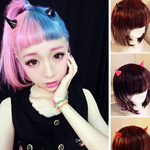 10Pcs (5 Pair) Devil Horn Hair Clips Barrette, Horror Gothic Halloween Cosplay Costume Party Accessories, Small Demon OX Horn Halloween Hairpins (5 colors)