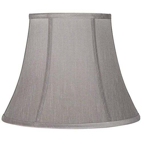 Pewter Gray Medium Bell Lamp Shade 8" Top x 14" Bottom x 11" Slant x 10.5" High (Spider) Replacement with Harp and Finial - Springcrest