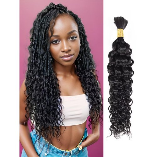 Human Braiding Hair Water Wave Bulk Human Hair for Braiding 1 Bundle 50g 18 Inch No Weft 10A Brazilian Virgin Curly Human Hair Extensions for Boho Braids Wet and Wavy Human Hair Braiding Hair