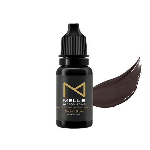 Mellie Microblading Pigment – Medium Brown 10 ml/.35fl.oz | Medical Grade | No Mixing | Long Lasting for Professionals Permanent Make Up Supplies
