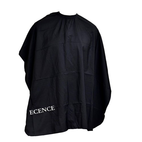 ECENCE Haircutting Cape Black, 47.24x39.37inch, Barber Cape for women, men, and children, Hairdressing Gown with hook closure, water-repellent