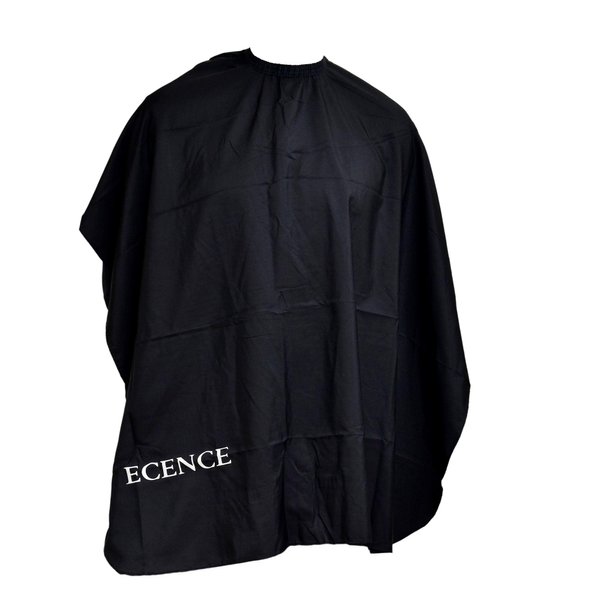 ECENCE Haircutting Cape Black, 47.24x39.37inch, Barber Cape for women, men, and children, Hairdressing Gown with hook closure, water-repellent