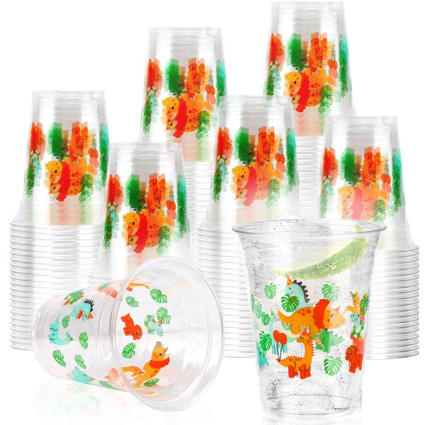 AcpopbM 60Pcs Dinosaur Cups, 12 oz Dinosaur Plastic Cups Dinosaur Party Cups Drinkware Decorations for Kids Boy Dinosaur Birthday Party Supplies