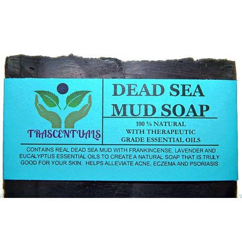 Dead Sea Mud Soap Bar Made With Frankincense Lavender & Eucalyptus Essential Oils 100% Natural Contains Activated Charcoal Use on Face or Body to Help With Acne Psoriasis Eczema (1 Pack)
