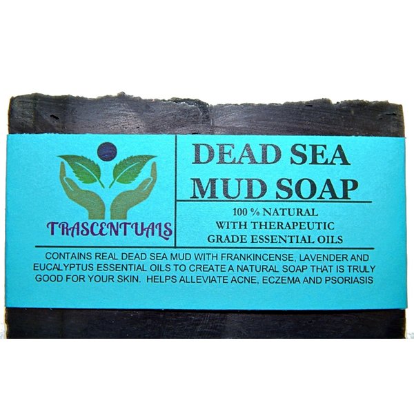 Dead Sea Mud Soap Bar Made With Frankincense Lavender & Eucalyptus Essential Oils 100% Natural Contains Activated Charcoal Use on Face or Body to Help With Acne Psoriasis Eczema (1 Pack)