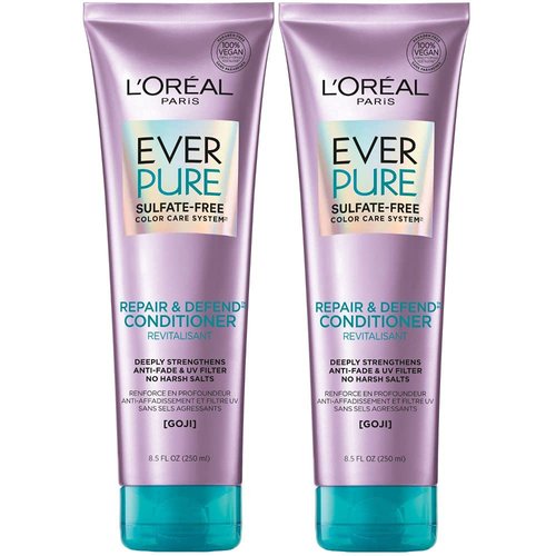 L'Oreal Paris EverPure Repair and Defend Sulfate Free Conditioner for Color-Treated Hair, Strengthens and Repairs Damaged Hair, with Goji, 2 Count (8.5 Fl; Oz each) (Packaging May Vary)