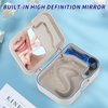 Annhua Denture Cup Bath Box Case with Mirror and Cleaning Brush, Dental Case with Brush Retainer Cleaning Case Mouth Guard Storage Soaking Cup Holder for Travel, Office, Household Use