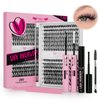 Lash Extension Kit 280Pcs Lash Clusters Eyelash Extension Kit with Lash Bond and Seal Lash Remover Lash Applicator Individual Lashes Kit Eyelash Brush Easy to Apply at Home(30D+40D-9-16mix Kit)