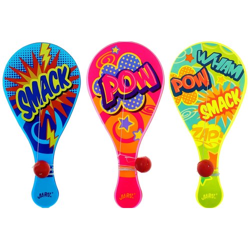 JA-RU Paddle Ball with String (Pack of 3) | Vintage Retro Toys Paddle Ball Set | Party Favor Prizes Toys | Indoor and Outdoor Toy, for Girls and Boys | Item #1994-3s