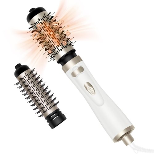 Hair Dryer Brush, 3-in-1 Rotating Round Hot Air Spin Brush Set with 2 Brushes (2" & 1.5"), Negative Ionic Blow Volumizer, 2 Detachable Auto-Rotating Curling Brush,Dry as You Style