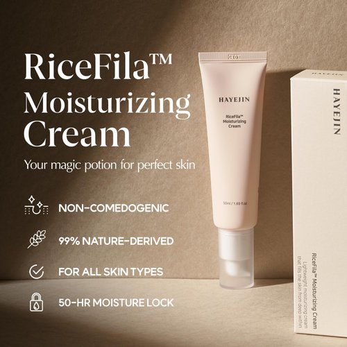 HAYEJIN RiceFila Rice Moisturizer Face Cream | Day and Night Moisturizer for Face Hydrating Face Cream Natural Rice Vegan Face Moisturizer for Dry Skin | K Beauty Face Lotion Rice Cream (1.69 Fl. Oz)