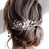 Crystal Wedding Hair Accessories - Hair Comb with Rhinestone Hair Pins and Pearls for Bride, Bridesmaids, Flower Girls (Silver)