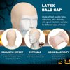 Hanaive 8 Pcs Halloween Bald Head Cap Party Costume Include 4 Makeup Latex Bald Caps and 4 Hair Wig Caps for Adults Women Men(Multi Style)