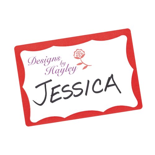 Avery Customizable Name Tags, 2-1/3" x 3-3/8", White with Red Border, 100 Removable Name Badges (05143)