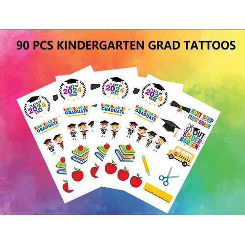 Kindergarten Graduation Temporary Tattoos for Kindergarten Graduation Party Decorations K, Kindergarten Graduations 2024, Boys Girls Kids Kindergarten Graduation Gifts Tattoos, 90pcs