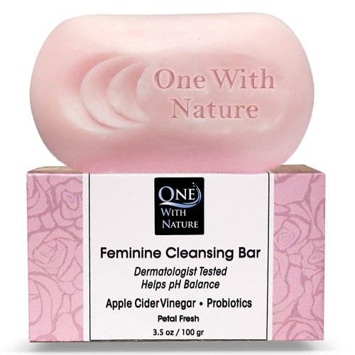 Feminine Cleansing Bar 3 Pack, Probiotics, Apple Cider Vinegar, Omega Fatty Acids, Oatmeal, Pure, gentle cleansing bar for sensitive skin, face, body, 3.5 oz (Petal Fresh Scent)