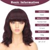 FAVE 12 Inch Natural Wave Wig with Bangs Human Hair Wigs for Women 100% Brazilian Virgin Human Hair Wig 99J Short Bob Wig with Bangs (12 inch, 99J)
