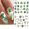 Leaf Nail Art Stickers Decals, 12 Sheets Cool Tropical Leaf Water Nail Decals Green Plant Leaves Nail Stickers Coconut Tree Leaves Fresh Design Nail Art Supplies for Summer Acrylic Nails Decorations
