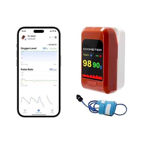 HEAL FORCE Pediatric Pulse Oximeter Fingertip OX Heart Rate Monitors SpO2 Levels Adjustable Alarm Adult & Infant Blood Oxygen Saturation Monitor With Case