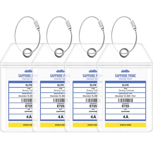 Princess Cruise Ship Luggage Tag Holders by Cruise On [4 Pack] Fits All Princess Ships & Tags for Cruising in 2024 & 2025