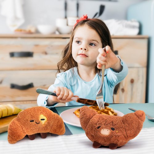 Caaaat Butter Croissant Bread Plush, Cute Stuffed Bread Croissant Plushies, Funny Food Toys Decor Pillow, Stuffed Toy Squishy Plushies for Boys & Girls