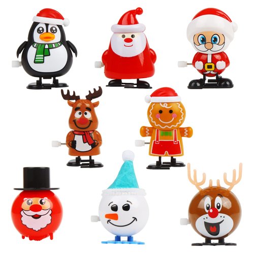 SULOLI Christmas Wind Up Toys, 8 PCS Xmas Gift Stocking Stuffers Goody Bag Fillers for Kids Party...