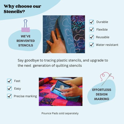 Full Line Stencil - Machine Quilting Guide - Template to Create Block Designs and Borders for Free Motion Quilting, Domestic Machine Quilting, Hand Quilting, Long-Arm Quilting (30595)