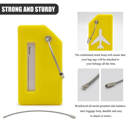 7 Pack Silicone Luggage Tag Baggage Handbag Travel Suitcase Tags with Name ID Card Perfect to Quickly Spot Luggage Suitcase (Multicolor）