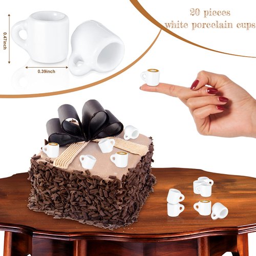 20 Pieces Mini Coffee Cups Ceramic Mugs Tea Cup Dollhouse Miniatures Food Kitchen Room Decoration Craft Accessories (Classic Style)