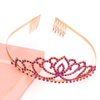 FASOTY Gold Tiara Hot Pink Crystal Crown with Combs Elegant Princess Tiaras and Crowns for Women Girls Rhinestone Headband for Bridal Wedding Birthday Party Prom