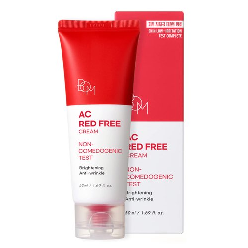 bom AC Red Free Cream 50ml Non Comedogenic Face Cream Salicylic Acid Tea Tree Oil Formula for Acn...