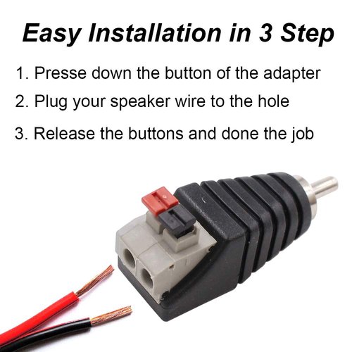 exgoofit 10-Pack Speaker Wire Cable to Audio Male RCA Connector Adapter Plug Jack